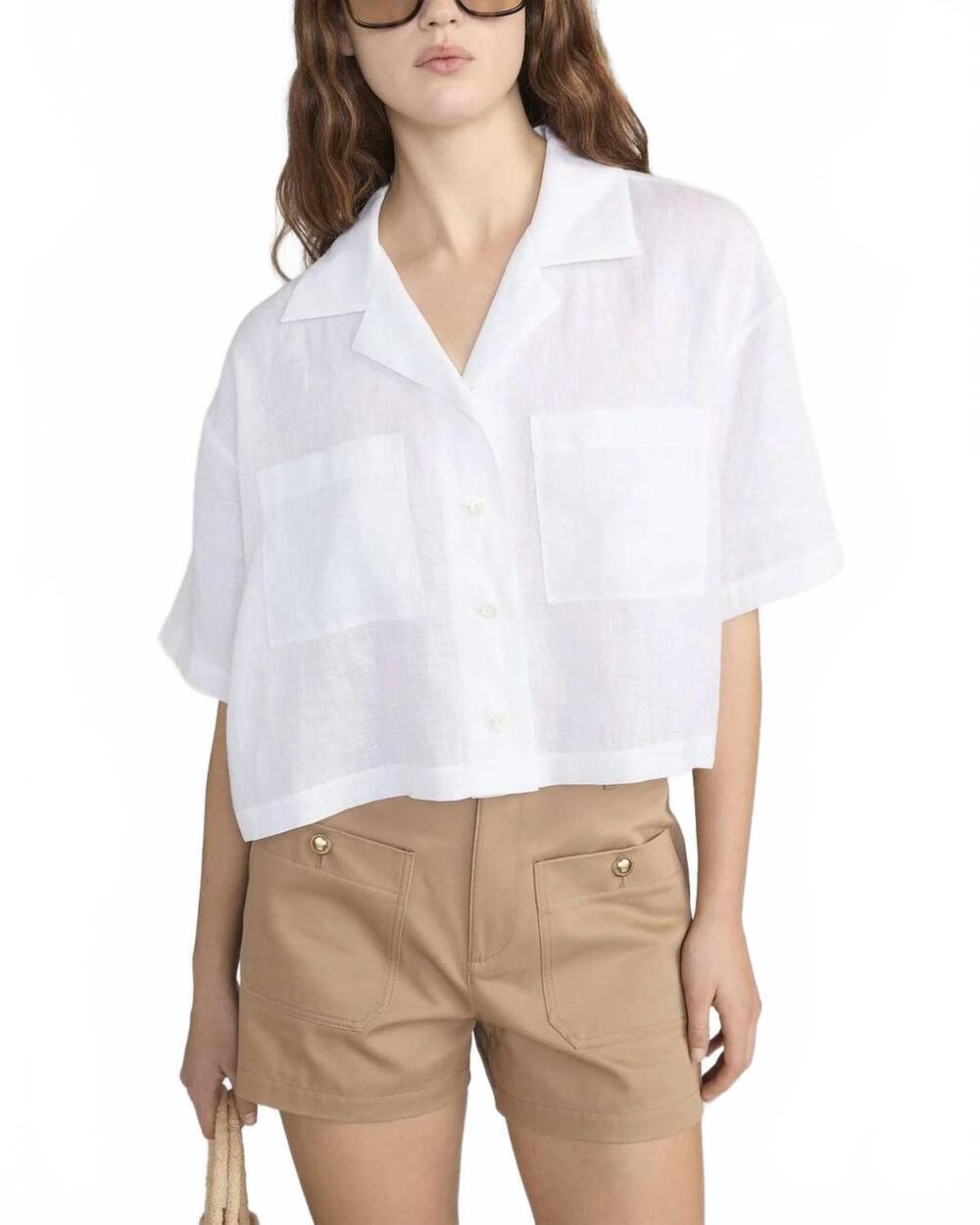 NEW FRAME the linen pocket shirt in white